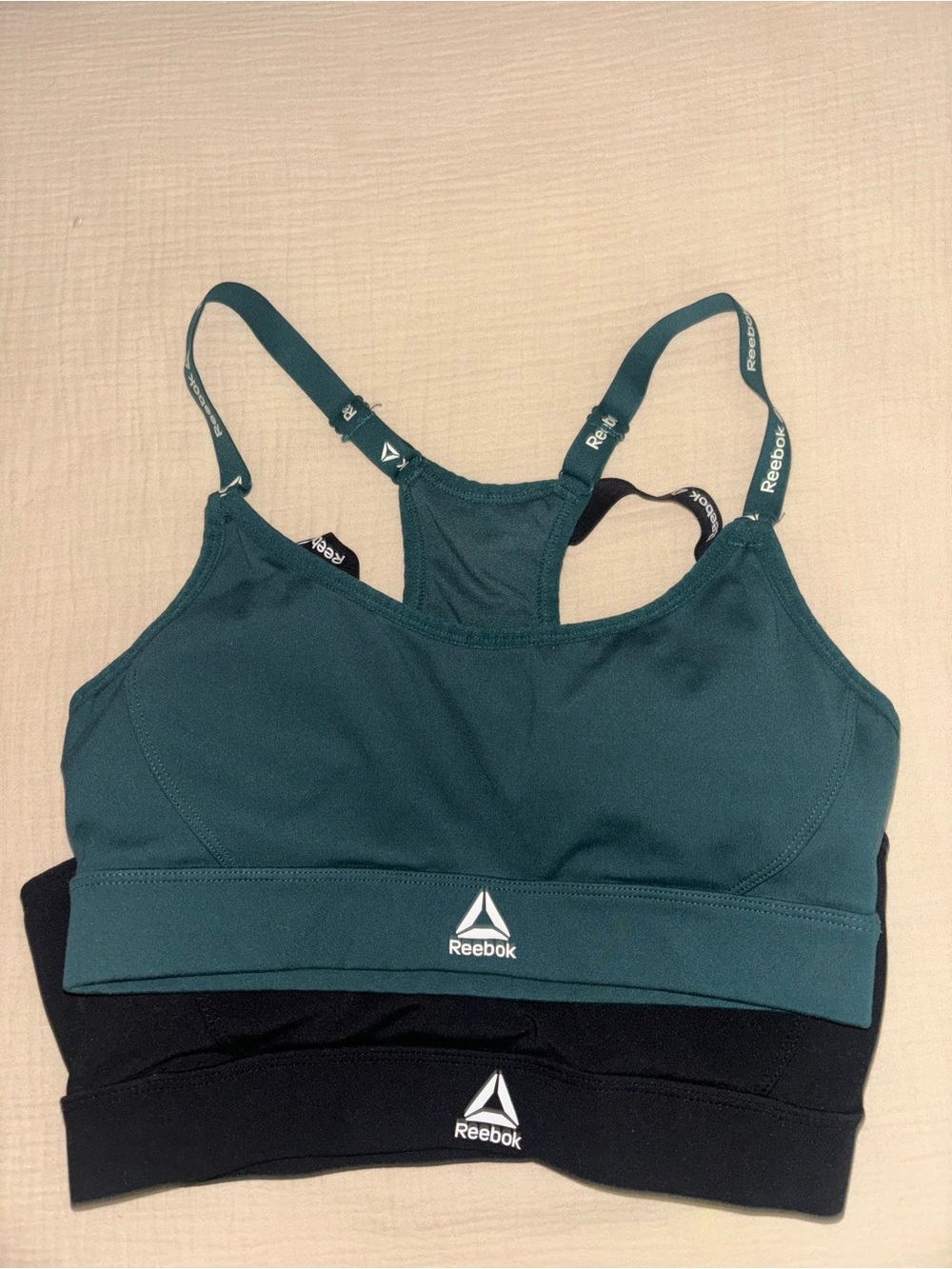 Reebok Teal and Black Racerback Sports Bras - 3-Pack